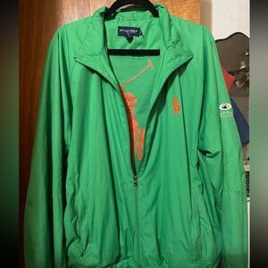 Polo by Ralph Lauren Green Jacket. Large Orange Polo. On chest and inside.